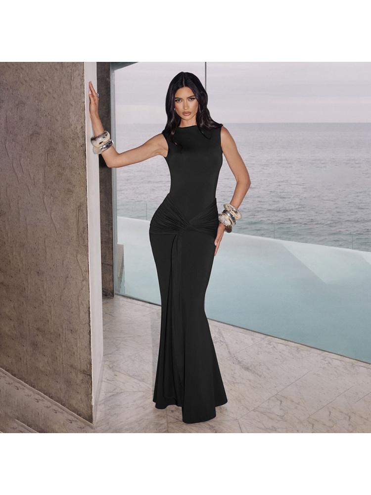 Sleeveless Tie-Waist Sheath Midi Dress