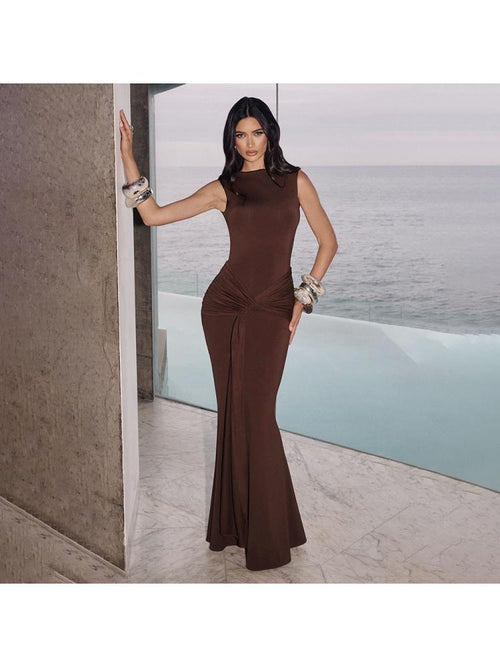 Sleeveless Tie-Waist Sheath Midi Dress