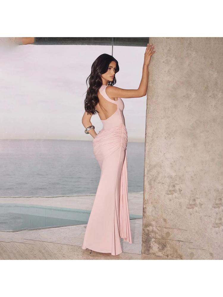Sleeveless Tie-Waist Sheath Midi Dress