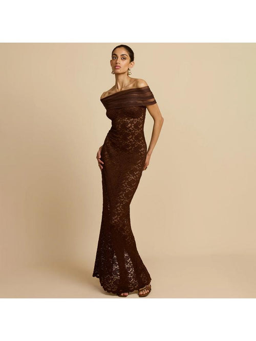 Lace See-Through Slim Maxi Dress