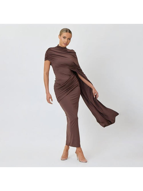 Ruched Crewneck Short Sleeve Casual Dress
