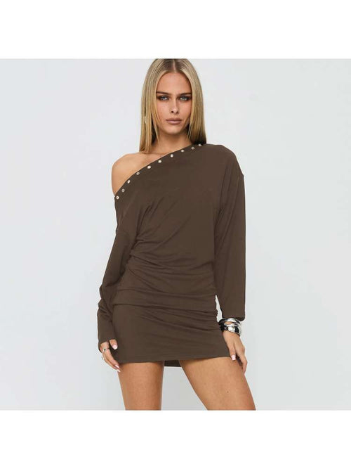 Eyelet Batwing Sleeve Casual Mini Dress