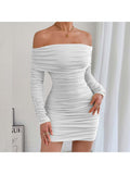 Off Shoulder Ruched Bodycon Mini Dress